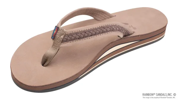 The Willow – Double Layer Arch Support Premier Leather with Inset Double Braided 3/4” Medium Strap